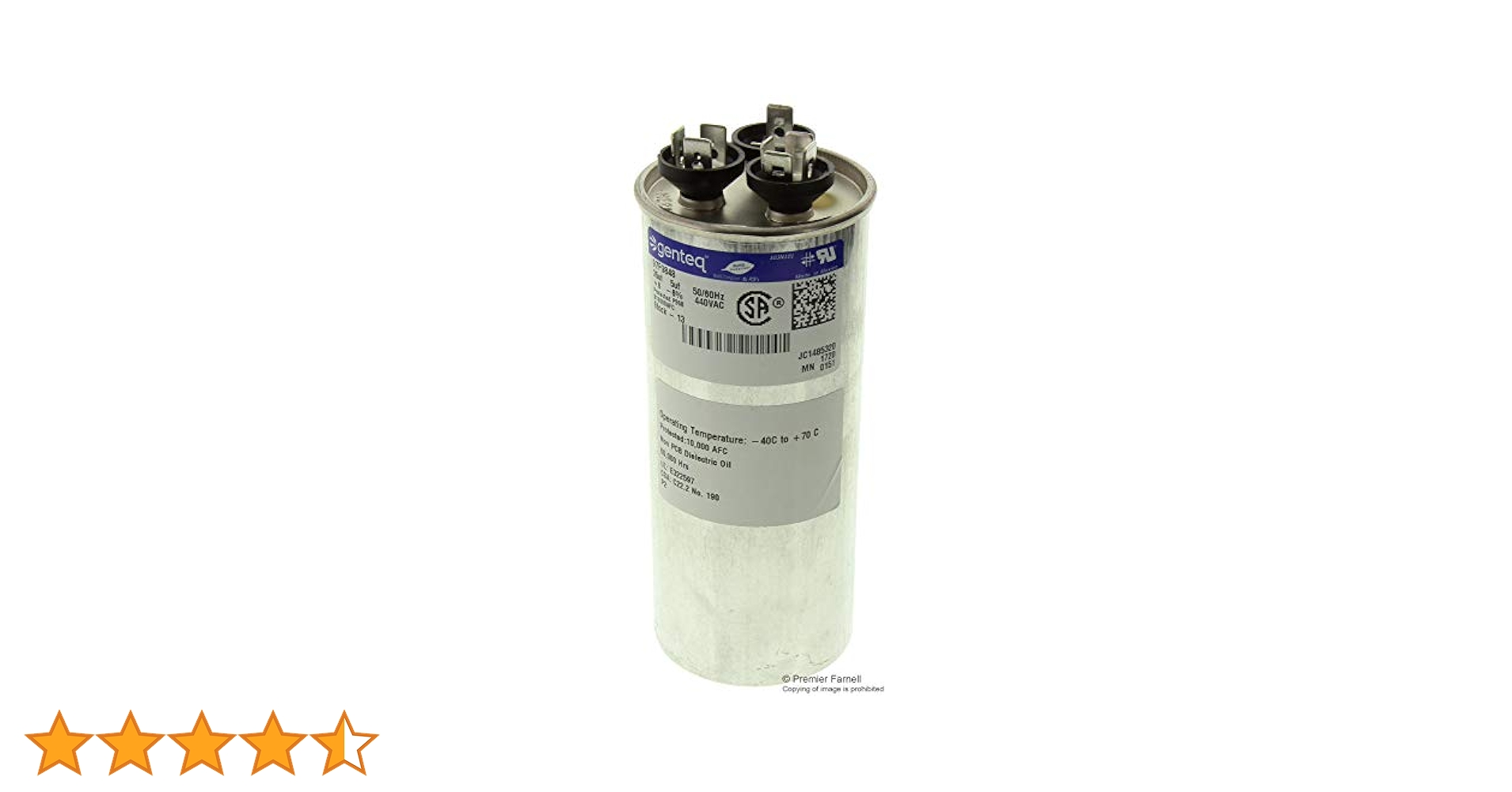 GENTEQ 97F9848 Capacitor Motor Run 35/5UF, 440V, 6%, CASE